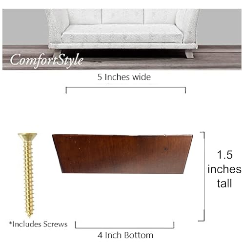 Furniture Legs, Set of 4 Wood Sofa Corner Feet, 1-1/2" Tall by 5" Wide Triangle, Chair Couch Feet Replacement, Parent (Dark Walnut) - color: Dark Walnut