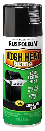 Rust-Oleum High Heat Ultra Semi-Gloss Black Spray Paint - color: Black, size: 12 Ounce (Pack of 6)