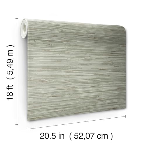 NuWallpaper Green Grassweave Peel and Stick Wallpaper, Textured Removable Wallpaper, 20.5 in x 18 ft - color: Green