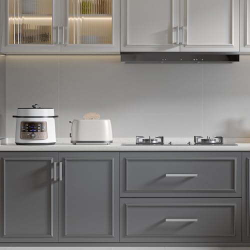 Goldenwarm Brushed Nickel Cabinet Pulls 30 Pack 5 Inch, Square Drawer Handles, Stainless Steel, Screws Included, Silver Kitchen Hardware for Cupboard Closet Furniture Upgrade - size: 5In(128MM) Hole Centers