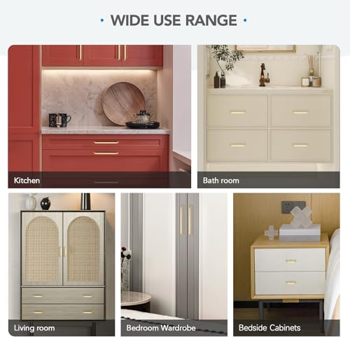 HOME EDIT Brushed Gold Solid Cabinet Handles & Pulls 3 Inch 10 Pack - color: Brushed Gold, size: 3 inches Hole Center