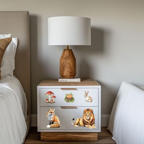 GLOBLELAND 4 Sheets Forest Animals Furniture Transfers 6x12inch Wolf Tiger Rub on Transfer UV Self-Adhesive Stickers Wall Art Craft for Bedroom Living Room Table Decoration - style: Wolf Tiger