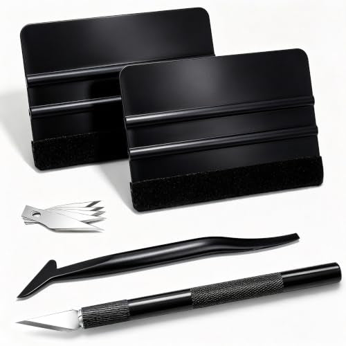 Umaki Vinyl Wrap Tools, Window Film Application Kit, Car Tinting Kit, Vinyl Squeegee Set, Wallpaper Smoothing Tool Kit With Felt Squeegee, Craft Knife & 5pcs Blades, Mini Squeegee - color: Kit B