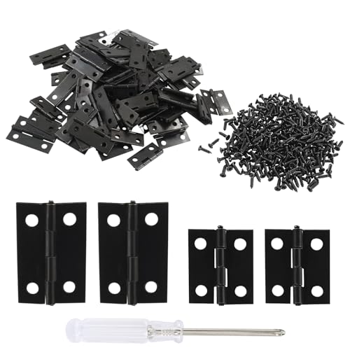 Biaungdo 80 Pcs Metal Mini Hinges, 18x15mm & 24x16mm, Black - color: Black, size: 2 Size,80Pcs