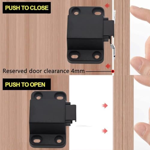 Self-Closing Push to Open Door Latch Cabinet Hardware CBRIVE 8 Pack Push Latches & Lock for Hidden Door Push Release Drawer Pull Tip on Closet Close Touch Locking Strong Pop Out, Black - size: 8 Pack