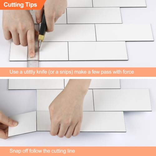 10 Sheets Polished White Peel and Stick Backsplash,11.8''x11.8'' PVC Subway Tile with Grout, Heat Resistant Stick on Tiles for Kitchen,Waterproof Peel and Stick Wall Tiles for Bathrrom - color: Polished White