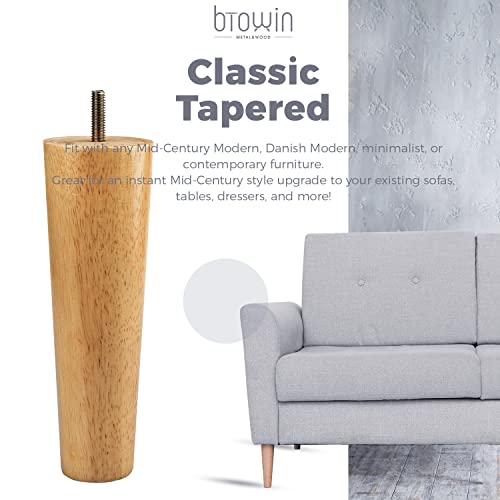 3 inch Solid Wood Tapered Furniture Legs Set of 4 with 5/16" Bolts - color: Natural Wood Color, size: 3" (8cm)