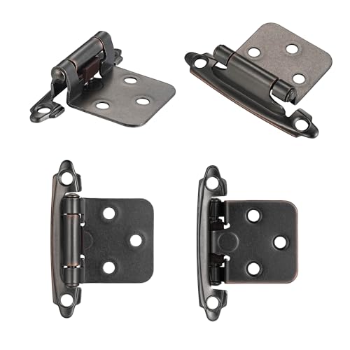 Oil Rubbed Bronze Cabinet Hinges, 1/2” Overlay, 4 Pack - color: Oil Rubbed Bronze, size: 1/2 Inch Overlay