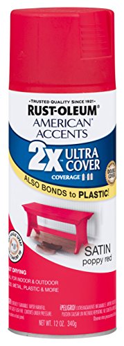 Rust-Oleum 284977 American Accents Ultra Cover 2X, 12 oz, Satin Poppy Red - color: Poppy Red