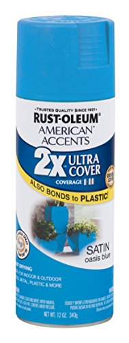 Rust-Oleum 284980 American Accents Ultra Cover 2X, 12 oz, Satin Oasis Blue - color: Oasis Blue