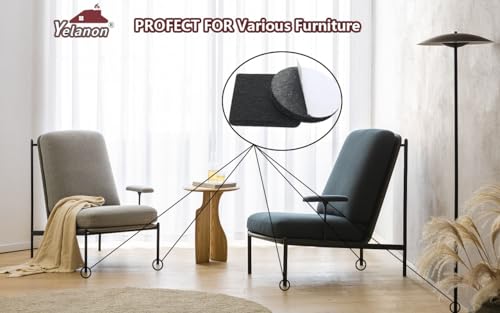Felt Furniture Pads for Hardwood Floors Felt Pads for Chair Legs Yelanon - size: 24 pcs Black Round