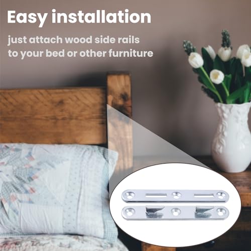 Antrader Wood Bed Rail Connecting Fittings, 5.1 Inch Zinc Round Bed Hooks - size: 5.1 Inch Long