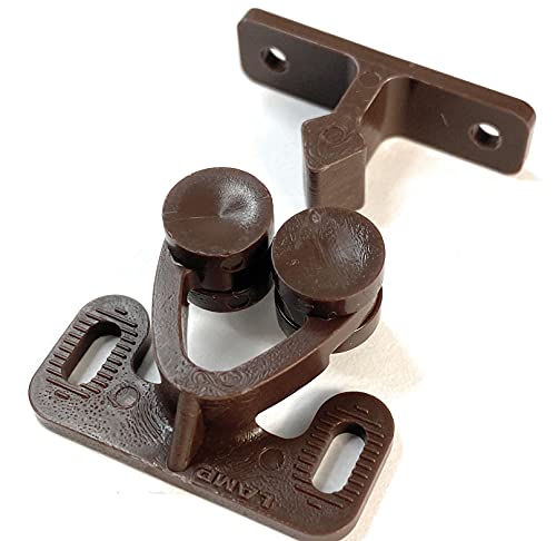 Pro Pack of 5Pcs, Plastic Double Roller Catches, 7.0 Lb, Brown