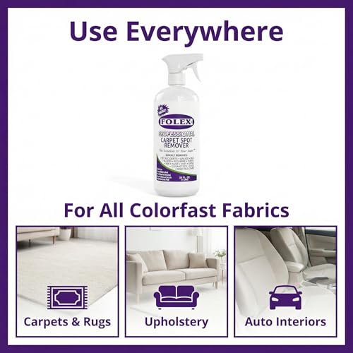 FOLEX Professional Carpet Stain Remover Spray – Stain Remover for Old Stains – Best Remover for Pets – Rug Stain Remover & Upholstery Cleaner – Cleaner Solution for Couches & Car Interiors – 34 oz