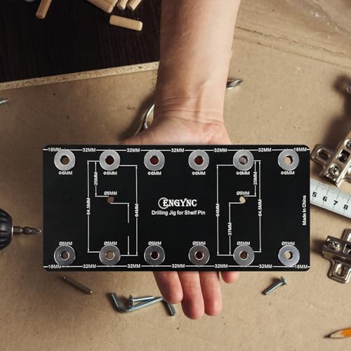 Shelf Pin Jig for 6mm & 5mm, Aluminum Alloy Shelf Pin Drilling Jig - color: 6mm & 5mm Black