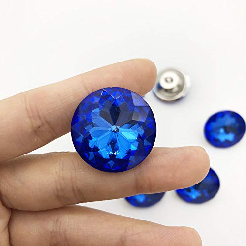 25PCS 25mm Crystal Glass Buttons Sewing Rhinestone Buttons (Blue ZJ) - color: Blue Button(ZJ)
