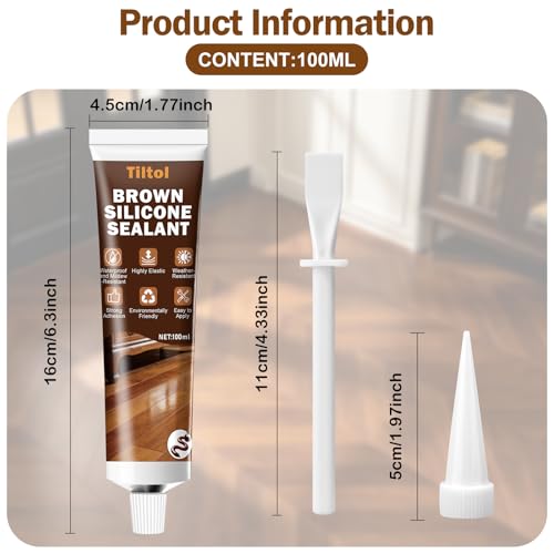 Brown Silicone Caulk Sealant - Caulk for Filling and Repairing Gaps in Wooden Floors, Tile Joints, and Door and Window Frames - color: Brown