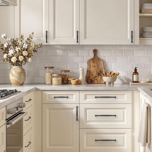 10 Pack 5 Inch Matte Black Cabinet Pulls, Kitchen Hardware - color: Matte Black, size: 5" Hole Center