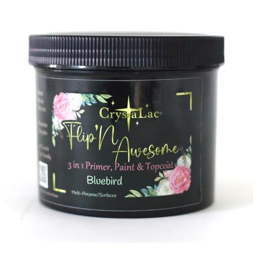 CrystaLac, FlipN'Awesome 3in1 Paint, Primer, Top Coat (Bluebird, 32oz Quart)