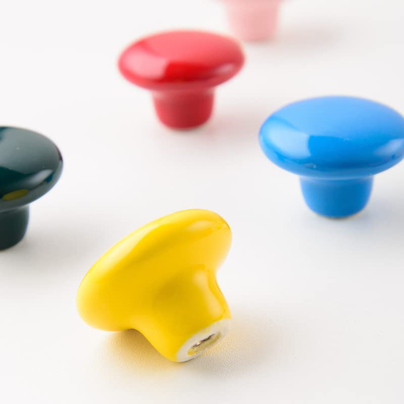 HUAMULAN Ceramic Cabinet Mushroom Knobs Dresser Drawer Pull Handles 15PCS - color: A93-Qianzi-15PACK