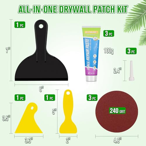 JETMORE 12 Pcs Drywall Repair Kit, 3 x 3.5 oz Wall Repair Paste for Cracks