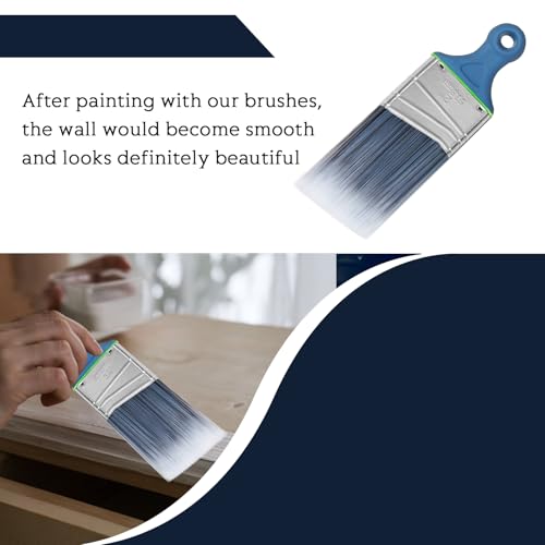 Wesquer Paint Brushes Short Handle Paint Brush for Painting Walls Stain Wood Small Areas Cutting and Trim Works Home Improvement Paint Supplies 3 Pack - color: Blue