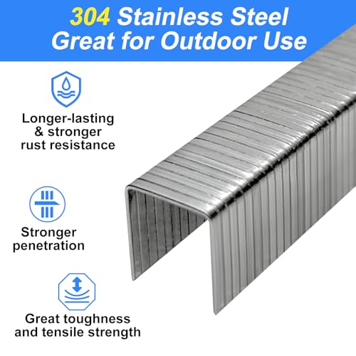 20 Gauge 304 Stainless Steel T/50 Staples, 3/8" Crown, 1008-Pack - size: 3 sizes --1008 pcs