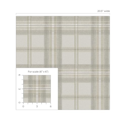 NextWall Harry & Grace Herringbone Plaid Premium Matte Non-Woven Peel and Stick Wallpaper (Frosted Calcutta) - color: Frosted Calcutta