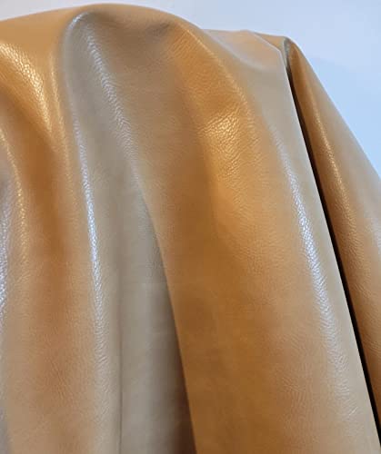 NAT Leathers™ | Tan Camel Saddle Faux Leather Synthetic Pleather 0.9 mm Madison 1 Yard 52 inch Wide x 36 inch Long Soft Smooth Upholstery (Camel) - color: Camel
