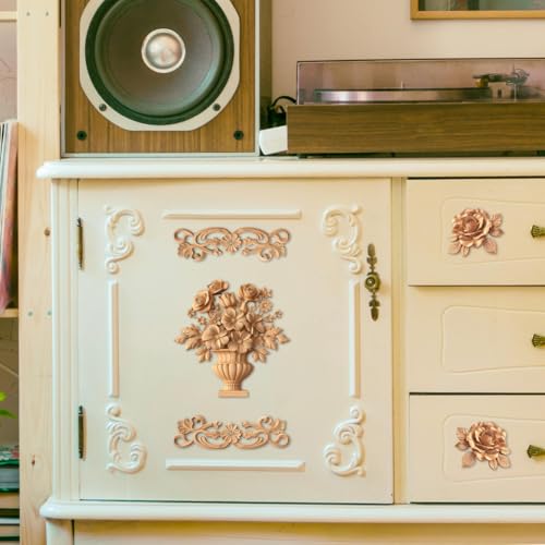 Peacoblue Flower Relief Pattern Rub On Transfers for Furniture Craft 6"x12" - style: 3D Floral Decoration