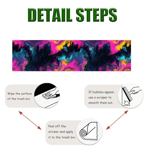 Wall Decal 78.7 x 15.7 in Neon Marble Peel and Stick Wall Sticker - color: colorful0900