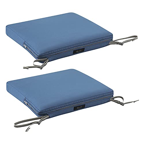 Classic Accessories Ravenna Water-Resistant 17 x 15 x 2 Inch Patio Seat Cushion, Empire Blue, Chair Seat Cushion - color: Empire Blue, size: 17"W x 15"D x 2"Thick