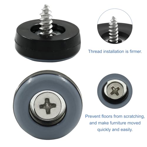 Bivethoi Screw on Furniture Glides Sliders, Round Teflon, 19mm