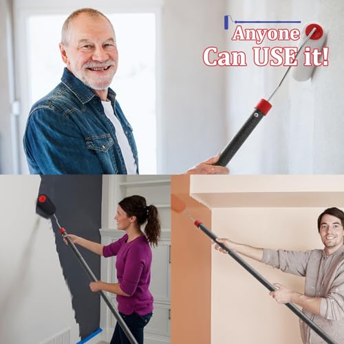 FLY HAWK Paint Roller, 6FT Paint Roller Extension Pole Paint Roller kit with House Paint Roller Brush Stainless Steel Pole, New Splicing Rod, Mural Brush for Walls and Ceiling - size: Black-6FT