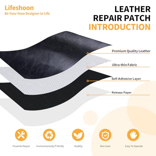 Leather Repair Patches, Self Adhesive Vinyl for Couches Furniture - color: Glossy Black, size: 17X79 inch