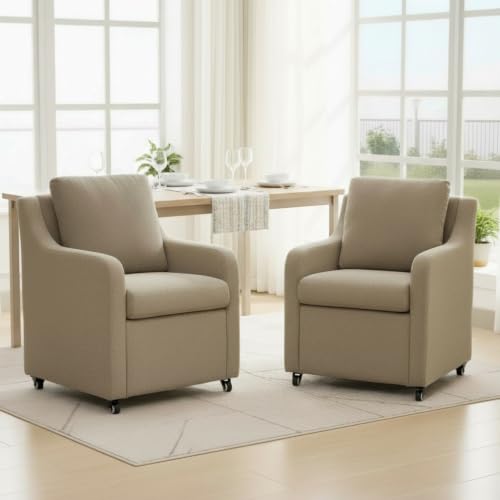 Dining Chairs with Wheels Set of 2 - color: Camel