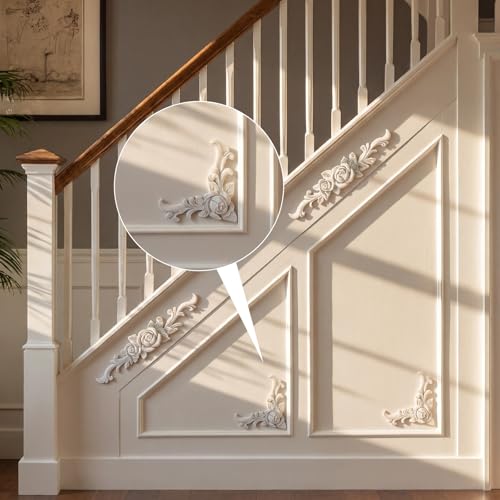 Set of 5 Baroque Style Carved Floral Appliques Onlays, Rose - style: Rose