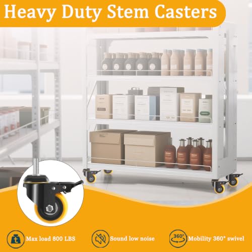 3 Inch Stem Caster Wheels 1/2" Threaded Casters Set of 4 Heavy Duty - color: orange, size: 3in (1/2"-13)