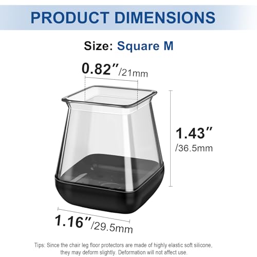 GICUNK 28 Pcs Chair Leg Floor Protectors for Carpet Square Clear - size: Square M