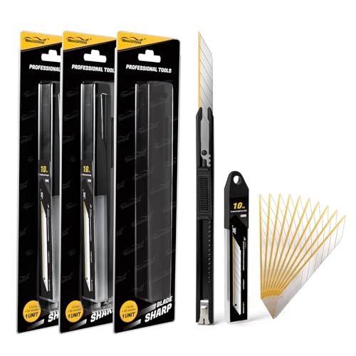 Pro Precision Detail Craft Knife - 3 Utility Knives and 30 Titanium Blades