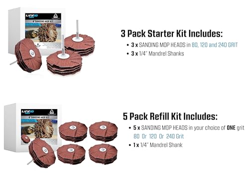 4in Sanding Mop Kit for Drill, Flap Wheel Sander Stars 80 120 240 Grit 3pk - style: 80 | 120 | 240 Grit