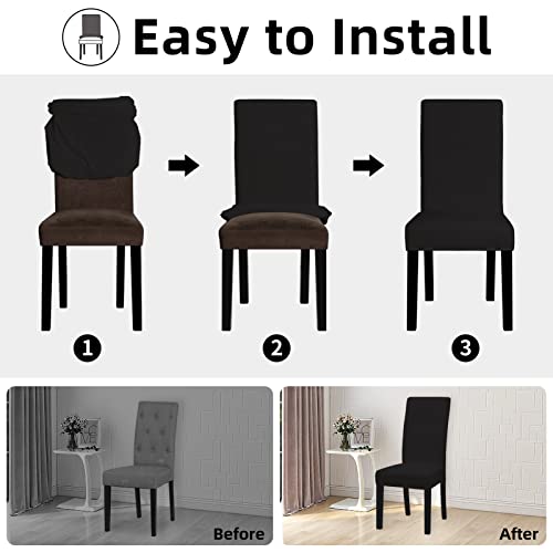 Easy-Going Stretch Dining Room Chair Slipcovers Set of 4, Black - color: Black