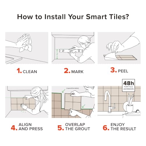 Smart Tiles Peel and stick backsplash, Zellige Moss Green, 9"x9" - color: Moss Green