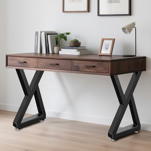 28 Inch Metal Desk/Dining Table Legs, Heavy-Duty Industrial Style Kitchen Table Legs with Adjustable Feet Pads (H28 x W17.7,Black) - size: 28 '' Z Shape
