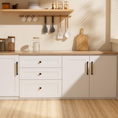 Rergy 10 Pack Black and Gold Cabinet Handles Gold Drawer Knobs - color: Black&Gold, size: Single Hole Center