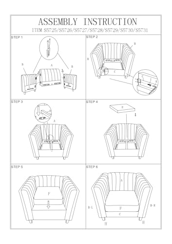 Container Furniture Cavira Luxury Velvet Chair for Living Room with High Density Foam, Soft Fabric Upholstery, Removable Cushions and Solid Wood Legs, 36.6'' Wide Armchair, Black - color: Black, size: Chair
