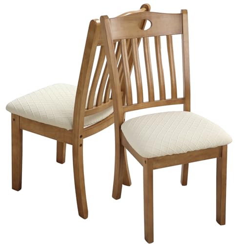Fuloon Dining Chair Seat Covers Stretch Slipcovers, 6 Pack, Beige - color: Beige, size: Not Waterproof