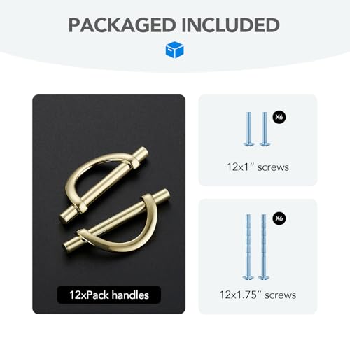 HOME EDIT Polished Brass Cabinet Pulls Curved, 3-3/4 Inch/96 mm, 10 Pack - color: Gold, size: 3-3/4 Inch Hole Center