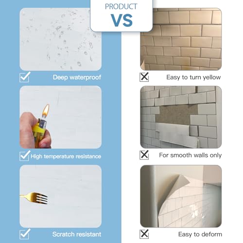 2026 New Upgrade Peel and Stick Backsplash Tile, Peel and Stick 11.34" X 11.57" Wall Tile for Kitchen, Bathroom, Fireplace, Laundry (Polished Marble White Blue, 5 Packs) - color: Polished Marble White Blue