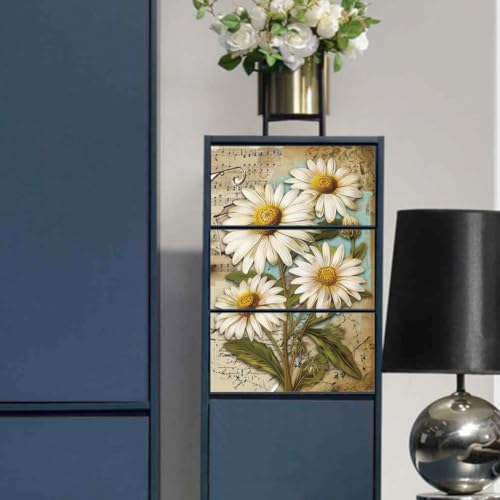 Peacoblue Retro Daisy Scrapbook Rub On Transfers for Furniture Craft 6"x12" - style: Vintage Daisy Scrapbook